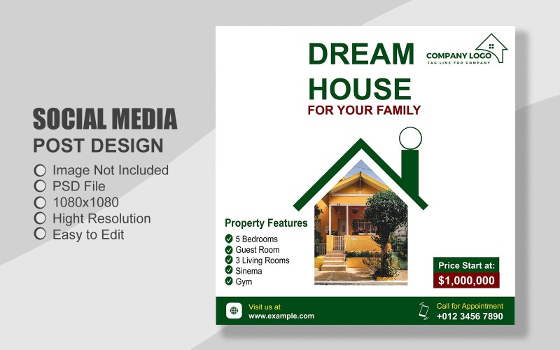 Real Estate Social Media Post Template in PSD - 077