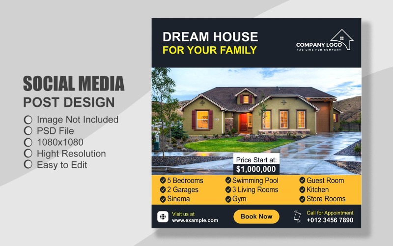 Real Estate Social Media Post Template in PSD - 078