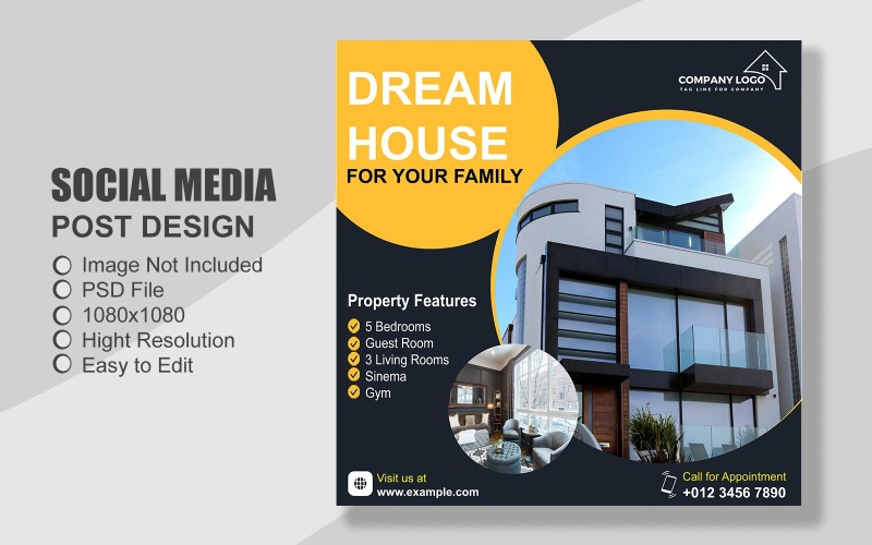 Real Estate Social Media Post Template in PSD - 079