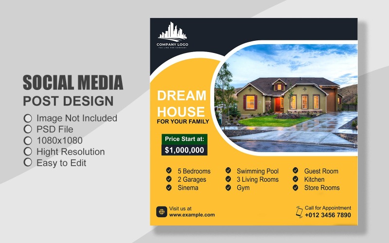 Real Estate Social Media Post Template in PSD - 080