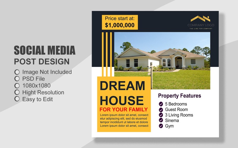 Real Estate Social Media Post Template in PSD - 081