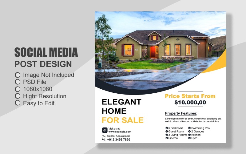 Real Estate Social Media Post Template in PSD - 082