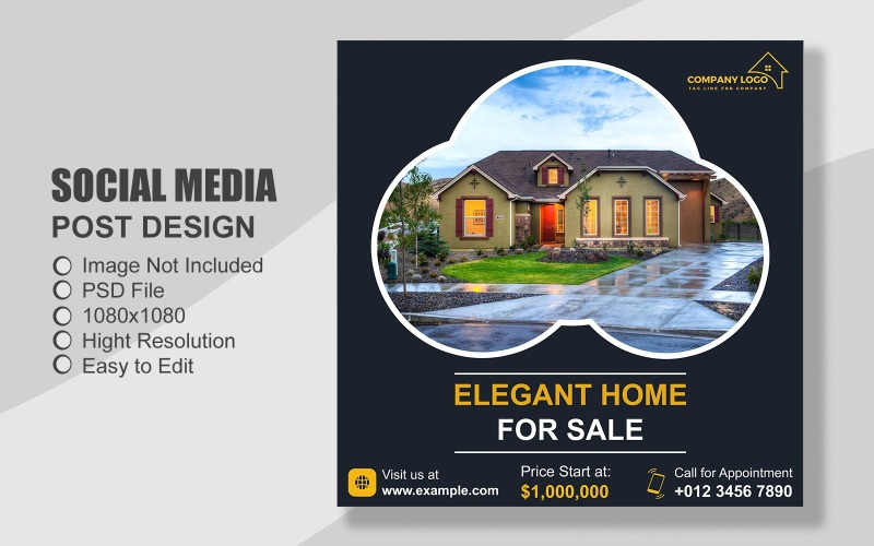 Real Estate Social Media Post Template in PSD - 083