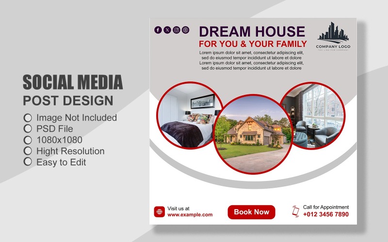 Real Estate Social Media Post Template in PSD - 084