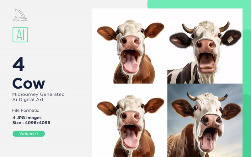 Cow funny Animal head peeking on white background Set Illustration