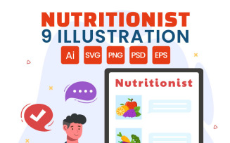9 Nutritionist Vector Illustration