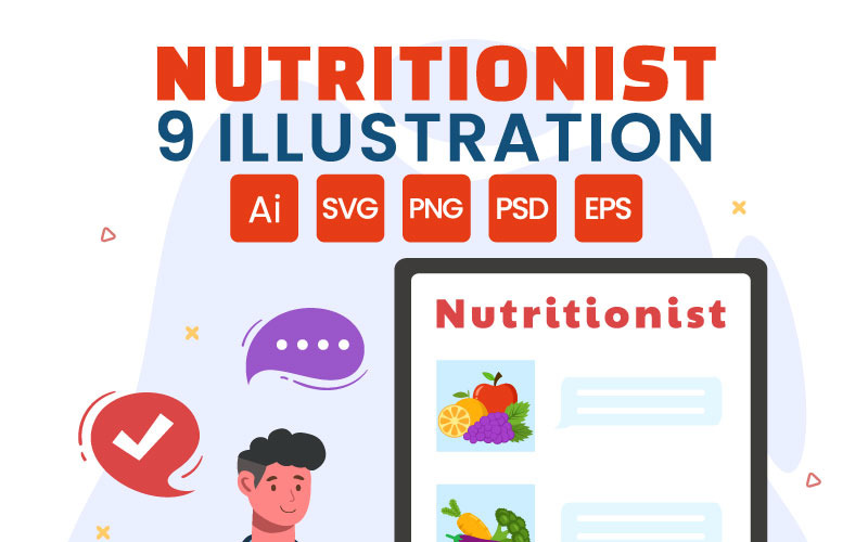 9 Nutritionist Vector Illustration