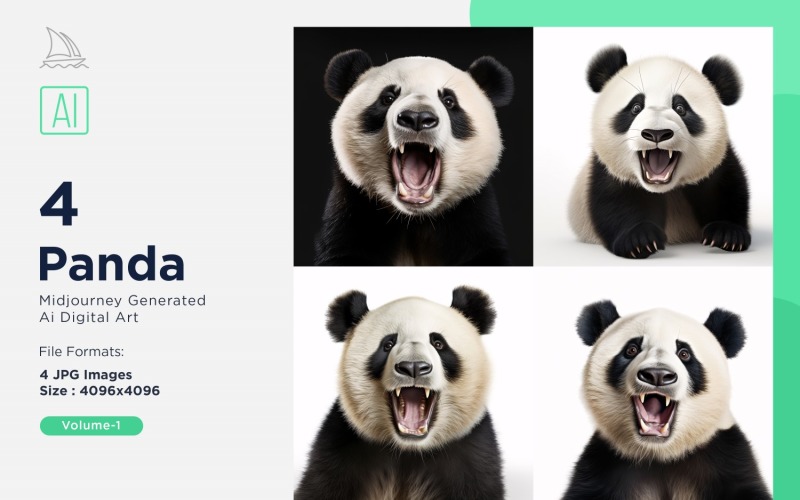 Panda funny Animal head peeking on white background Set Illustration