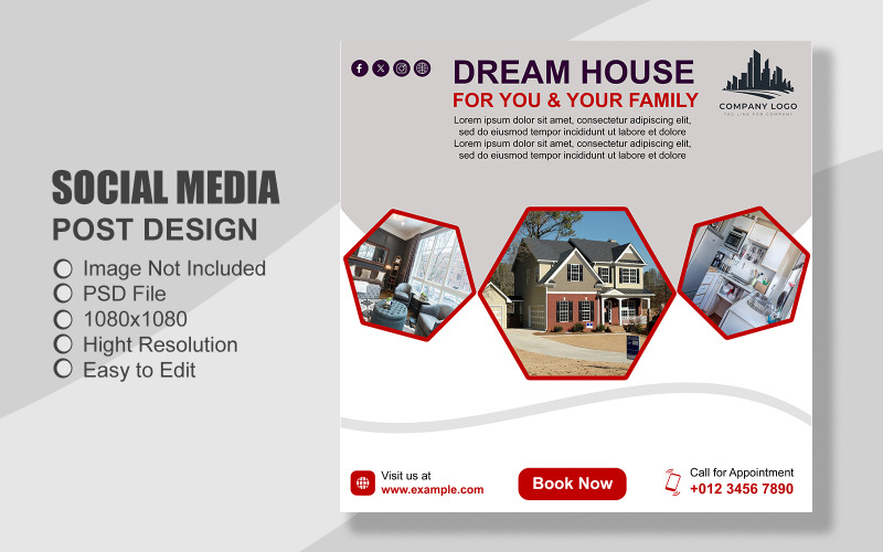 Real Estate Social Media Post Template in PSD - 086