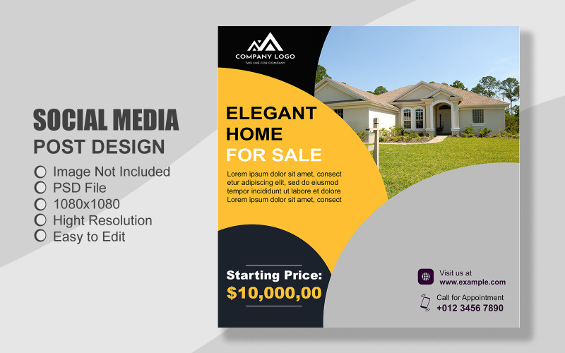 Real Estate Social Media Post Template in PSD - 087