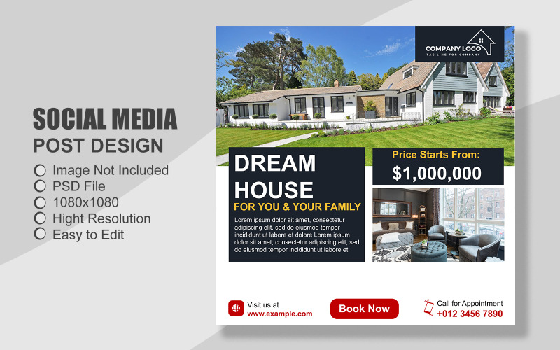 Real Estate Social Media Post Template in PSD - 089