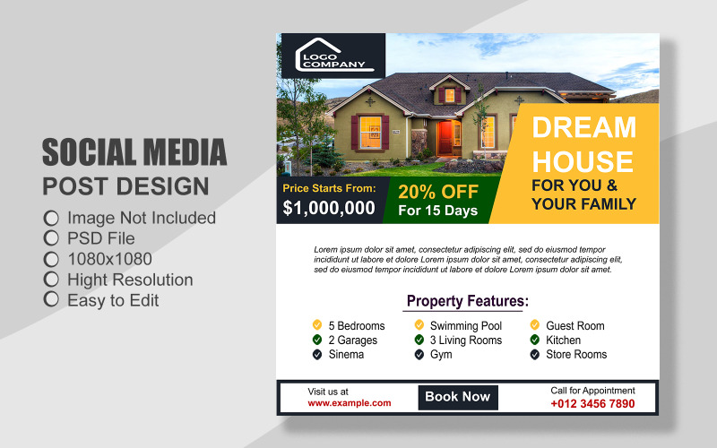 Real Estate Social Media Post Template in PSD - 090