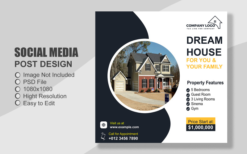 Real Estate Social Media Post Template in PSD - 092