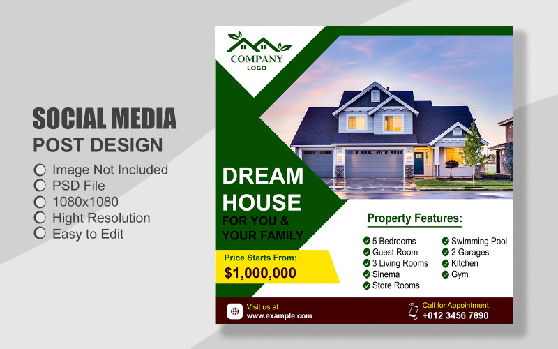 Real Estate Social Media Post Template in PSD - 094