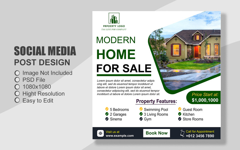 Real Estate Social Media Post Template in PSD - 096