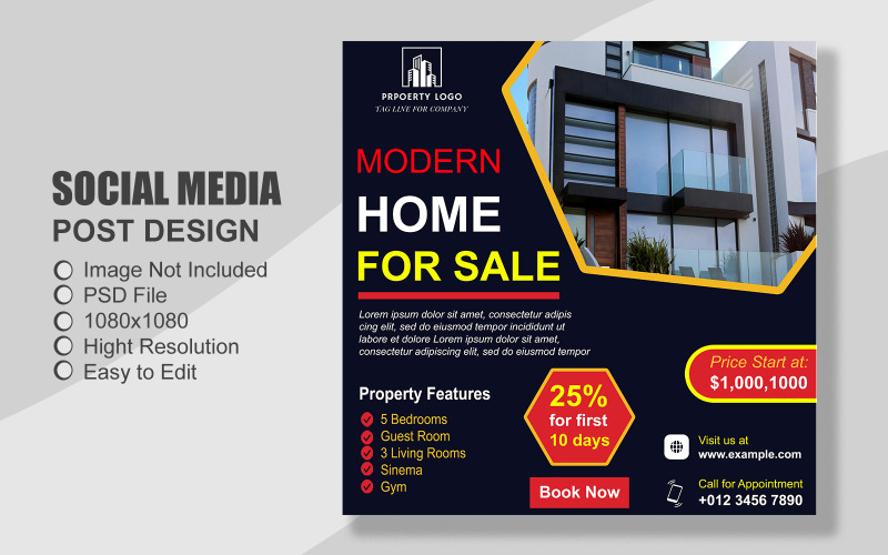 Real Estate Social Media Post Template in PSD - 100