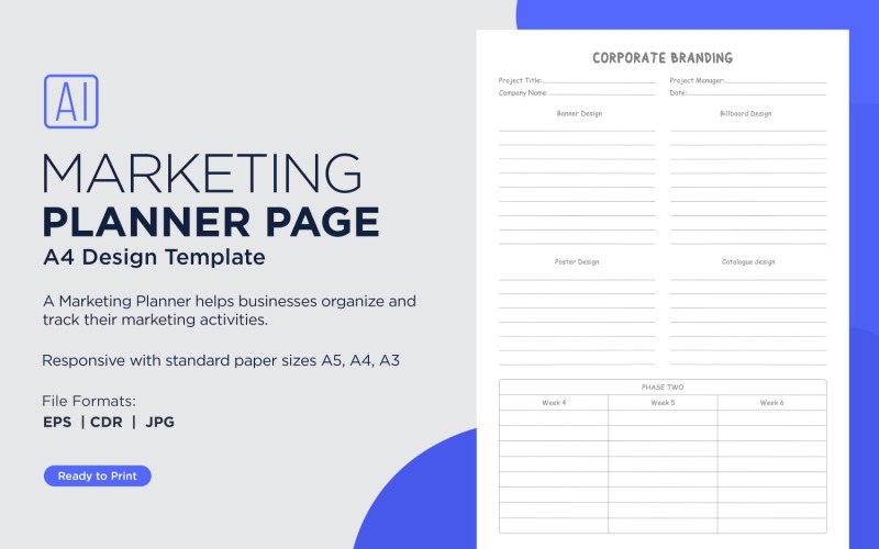 Corporate Branding Marketing Planning Pages, Planner Sheets, 32