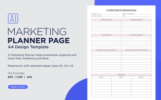 Corporate Branding Marketing Planning Pages, Planner Sheets, 47