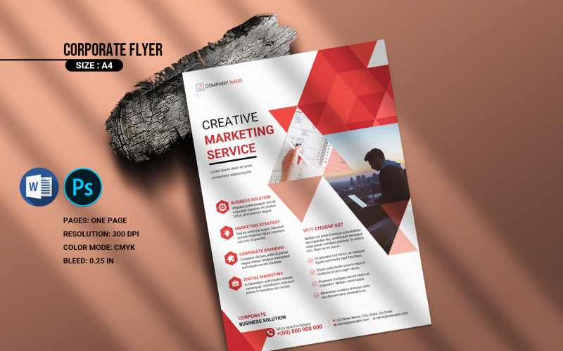 Creative Corporate Flyer Template. Word and Psd Corporate Identity