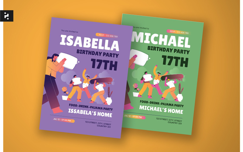 Creative Teen Birthday Party Invitation Corporate Identity