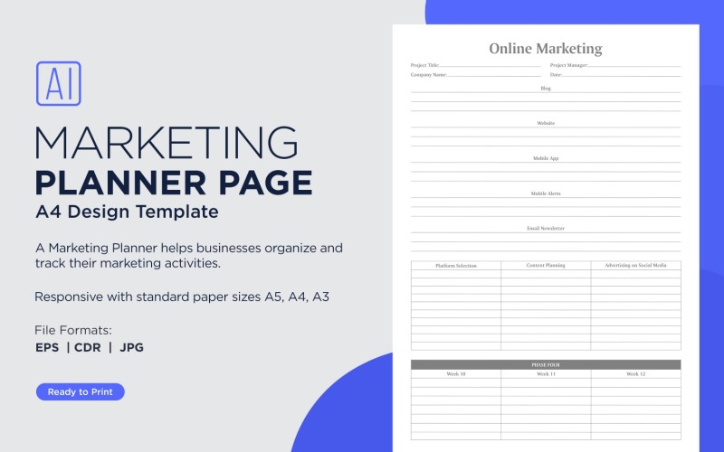 Online Marketing Marketing Planning Pages, Planner Sheets, 09