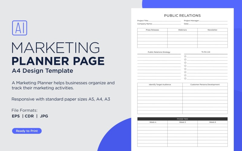 Public Reaction Marketing Planning Pages, Planner Sheets, 03