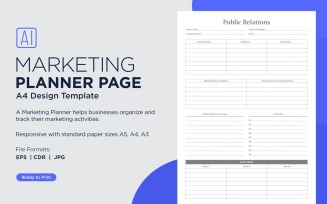 Public Reaction Marketing Planning Pages, Planner Sheets, 08