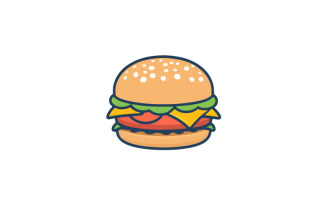 A colourful Burger icon in flat colour with white background