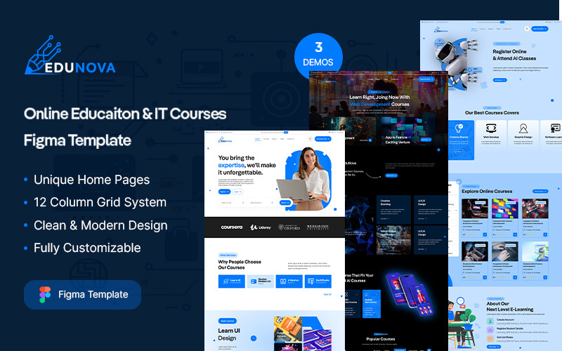 EduNova - Online Eductaion & IT Courses Figma Template UI Element