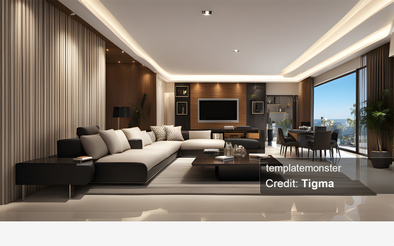 Evening Elegance: A Modern Living Room Design Illustration