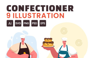 9 Confectioner Vector Illustration