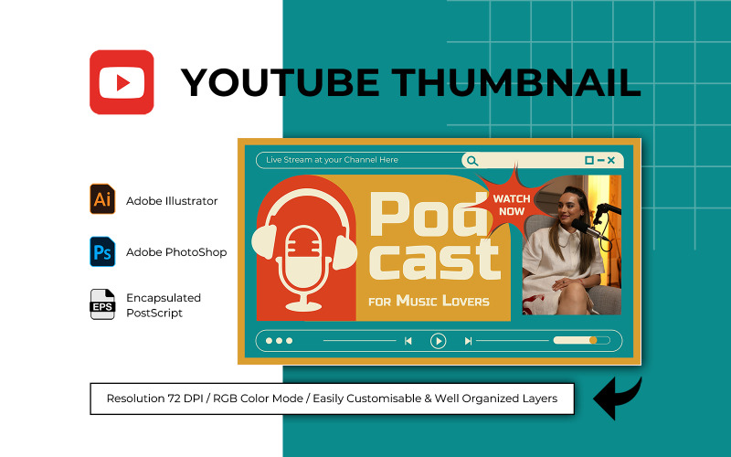 Podcast YouTube Thumbnail Template 1 Social Media