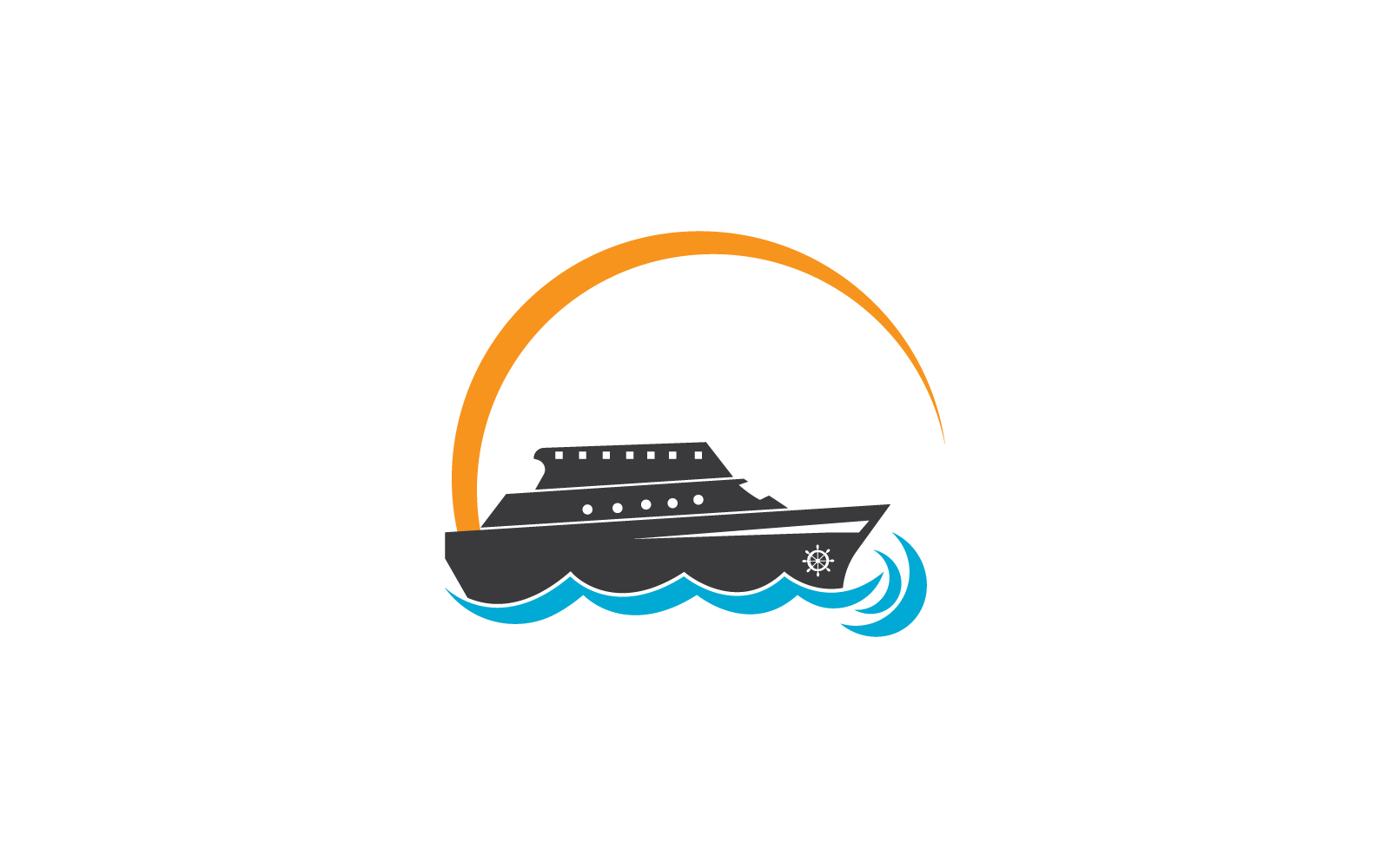 Schip logo pictogram illustratie vector plat ontwerp