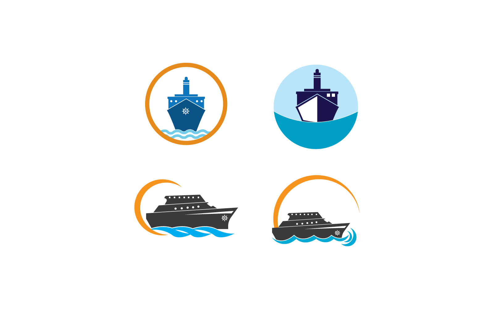 Ship logo illustration template flat design