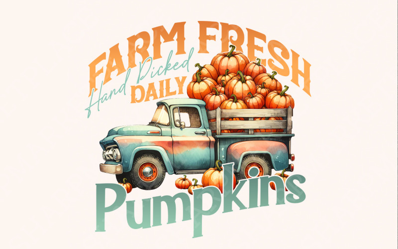 Farm Fresh Pumpkins, Autumn Png, Fall Sublimation Shirt, Cute Fall Designs Png, Pumpkin Illustration