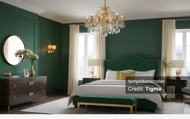 Opulent Slumber: Chic Bedroom Design Image Illustration