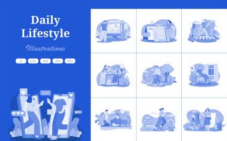 M496_ Daily Lifestyle Illustration Pack 1