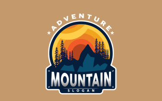 Mountain Nature Landscape Logo Minimalist Design TemplateV9