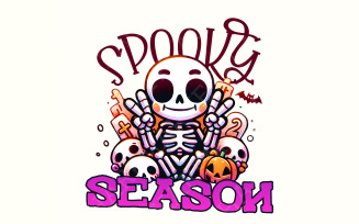 Spooky Season Png, Retro Halloween Png, Halloween Png, Skeleton Png, Spooky Png, Halloween