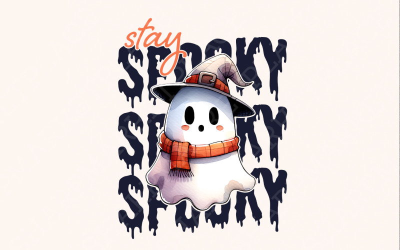 Stay Spooky png, Spooky Season png, Halloween png, Ghost png, Retro Halloween png, Ghost png Illustration