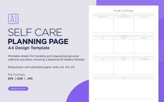 Health Goal Setting Self Care Planning Pages, Planner Sheets, 25