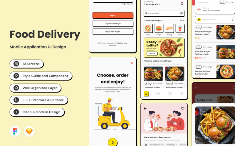 Delight - Food Delivery Mobile App UI Element