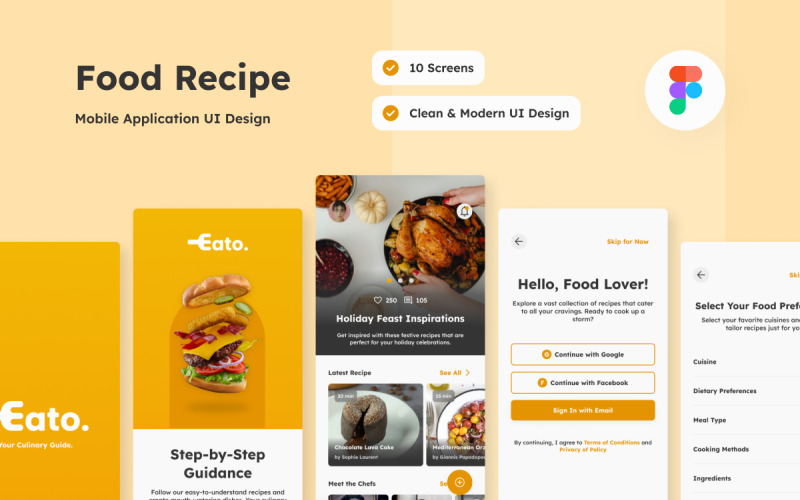 Eato - Food Recipe Mobile App UI Element