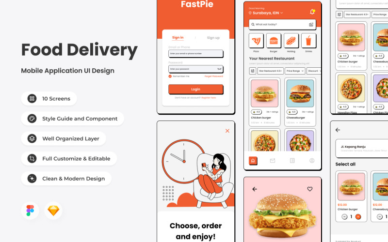 FastPie - Food Delivery Mobile App UI Element