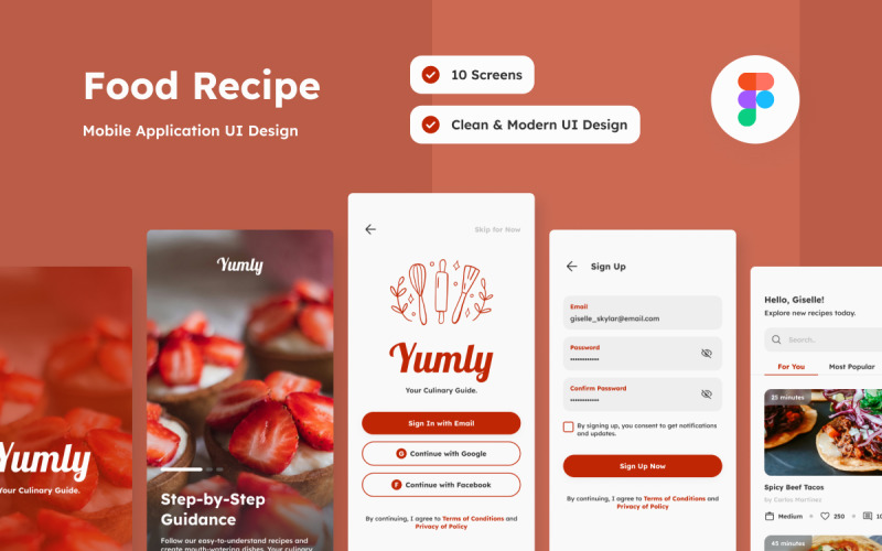 Yumly - Food Recipe Mobile App UI Element