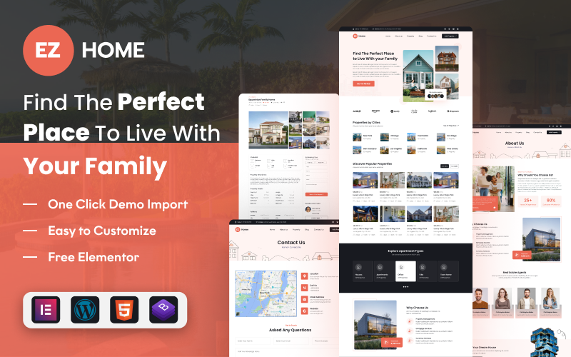 EZ Home: Comprehensive Property Listings Platform WordPress Theme