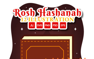 12 Happy Rosh Hashanah Illustration