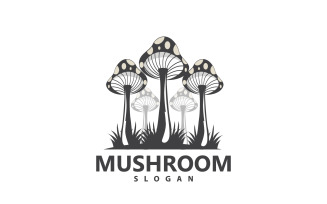 Mushroom Logo Retro Minimalist Design Food VectorV10