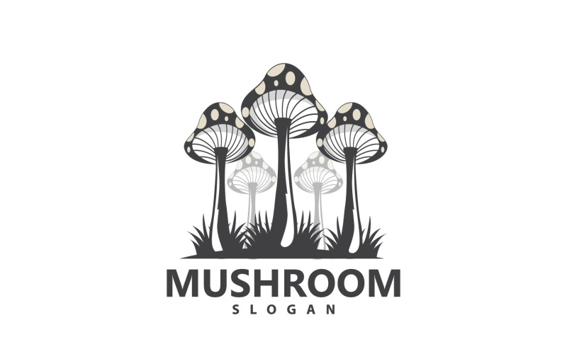 Mushroom Logo Retro Minimalist Design Food VectorV10 Logo Template