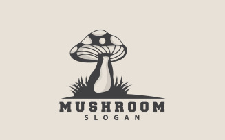 Mushroom Logo Retro Minimalist Design Food VectorV11